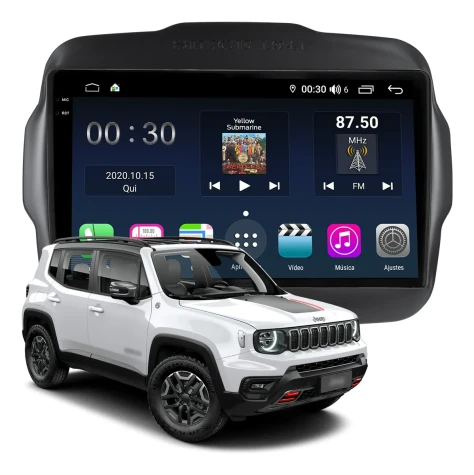 JEEP RENEGADE 2015/2022 KIT PREMIUM - CENTRAL MULTIMEDIA 9" ADAK ANDROID 8CORE + 4GB RAM + 64GB ROM
